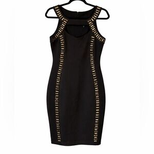 Melrose Chic Black Bodycon Dress Gold Stud Accents Size 10 Cocktail dress